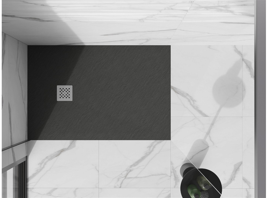 Sprchová vanička MEXEN STONE+ 90x100 cm - tmavo šedá - minerálny kompozit, 44719010