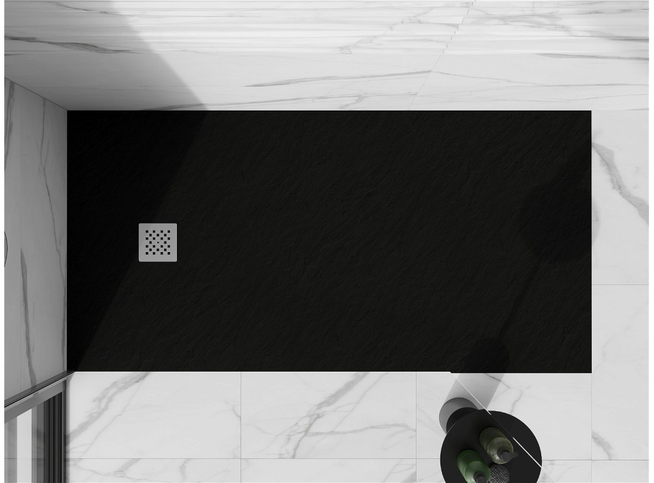 Sprchová vanička MEXEN STONE+ 100x160 cm - čierna - minerálny kompozit, 44701016