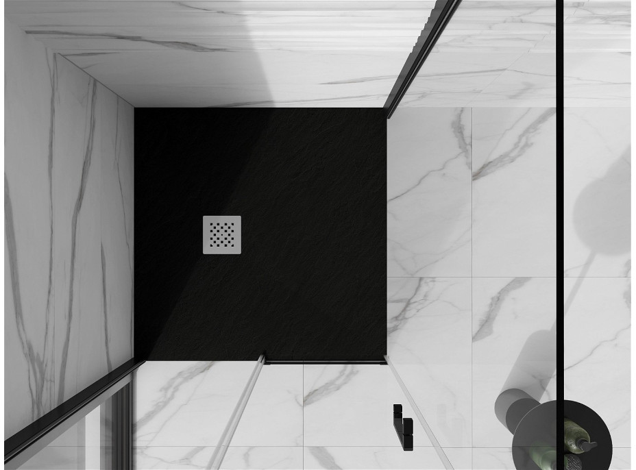 Sprchová vanička MEXEN STONE+ 100x100 cm - čierna - minerálny kompozit, 44701010