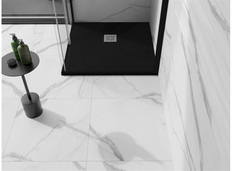 Sprchová vanička MEXEN STONE+ 100x100 cm - čierna - minerálny kompozit, 44701010