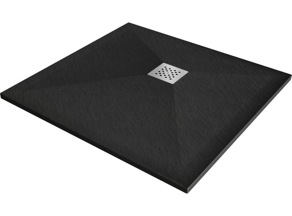 Sprchová vanička MEXEN STONE+ 80x80 cm - čierna - minerálny kompozit, 44708080