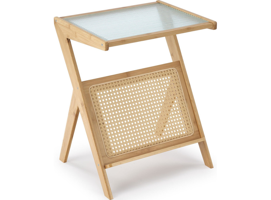 Konferenčný stolík FLORA - sklo/bambus