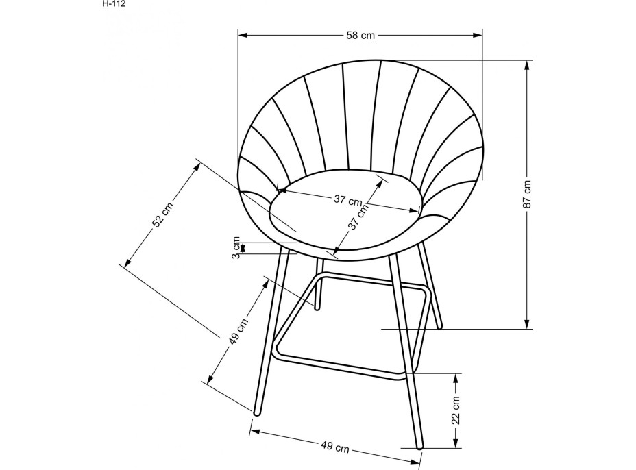 Barová stolička REESE - šedá / zlatá