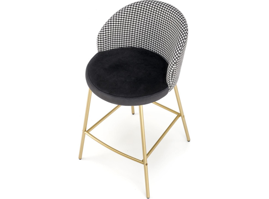 Barová stolička ROOSTER - čiernobiela/zlatá