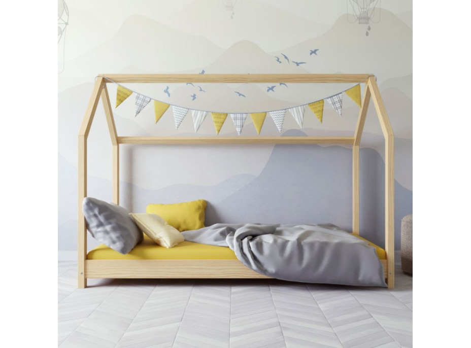 Detská domčeková posteľ IZABELA - prírodná 160x80 cm