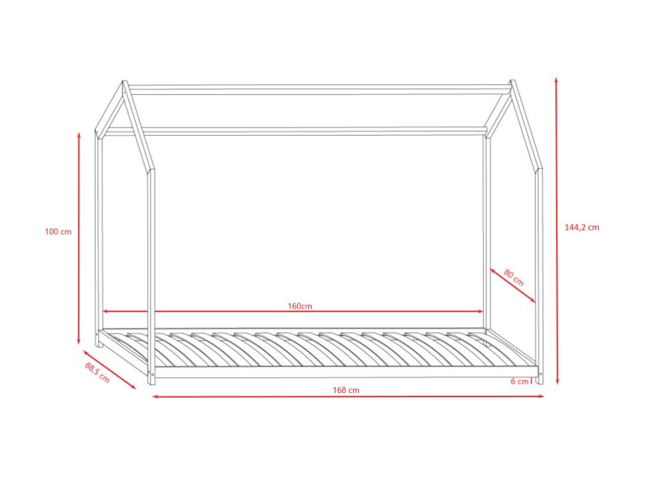 Detská domčeková posteľ IZABELA - prírodná 160x80 cm