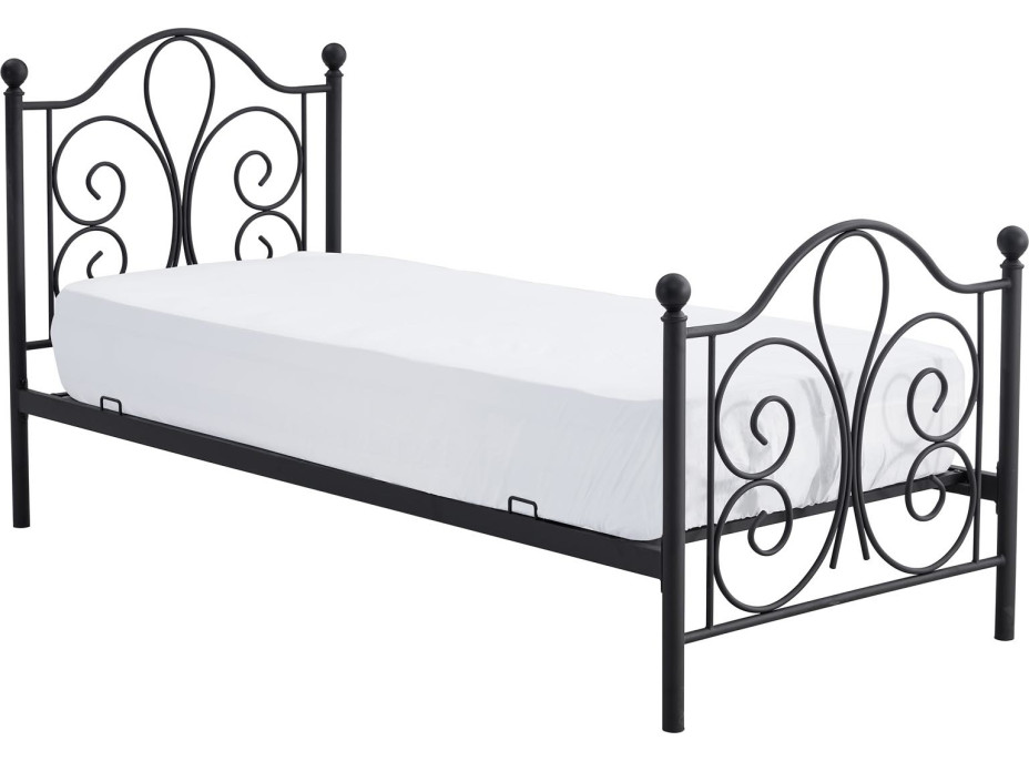 Kovová posteľ QUEEN 200x90 cm - čierna