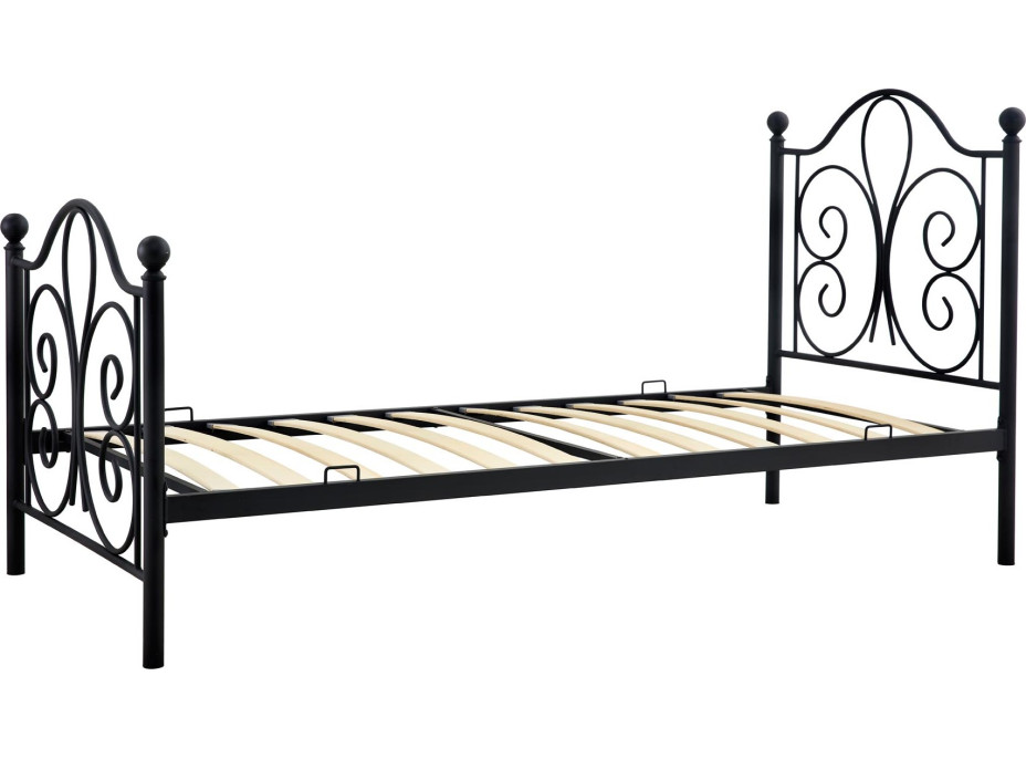 Kovová posteľ QUEEN 200x90 cm - čierna