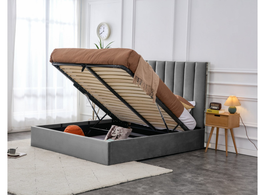 Čalúnená posteľ PALAZZO s úložným priestorom 200x160 cm - šedá/strieborná