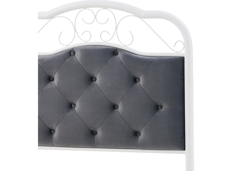 Kovová posteľ FABRIZIA 200x90 cm - biela/sivá