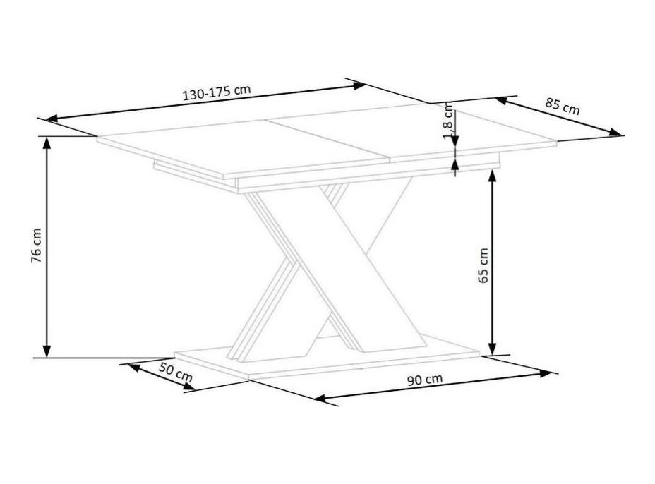 Jedálenský stôl XAVI 130(175)x85x76 cm - rozkladací - dub lancelot/biely