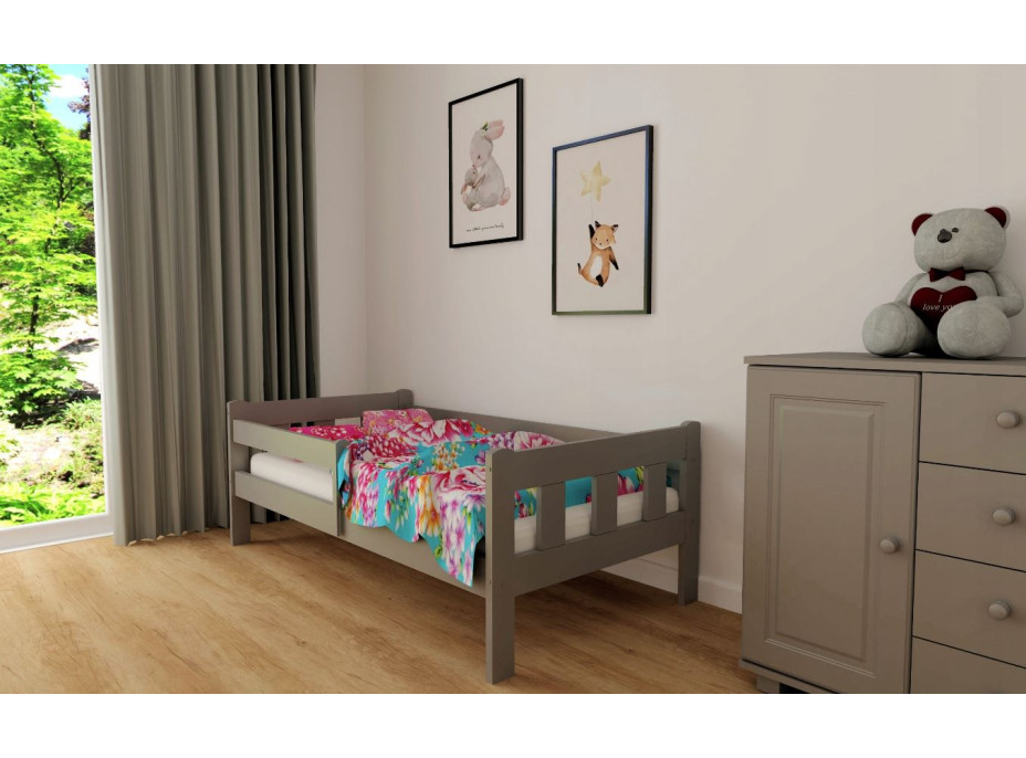 Detská posteľ z masívu borovice MAJA - 200x90 cm - šedá
