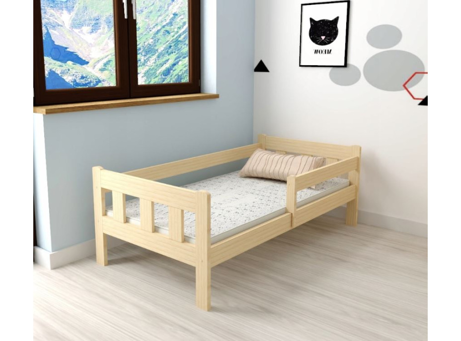 Detská posteľ z masívu borovice MÁJA - 200x90 cm - prírodná
