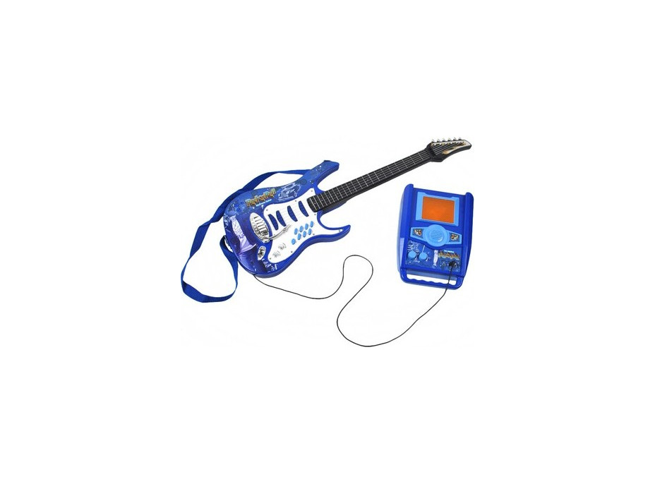 Detská gitara s mikrofónom a zosilňovačom - modrá