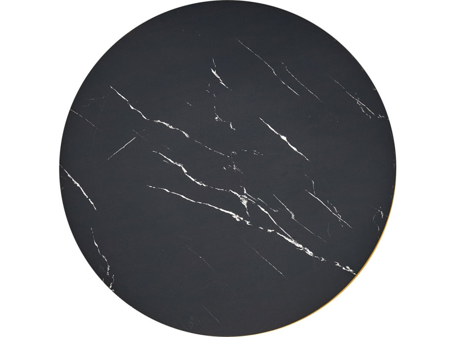 Jedálenský okrúhly stôl MOLINA - 59x74 cm - čierny mramor/čierna/zlatá