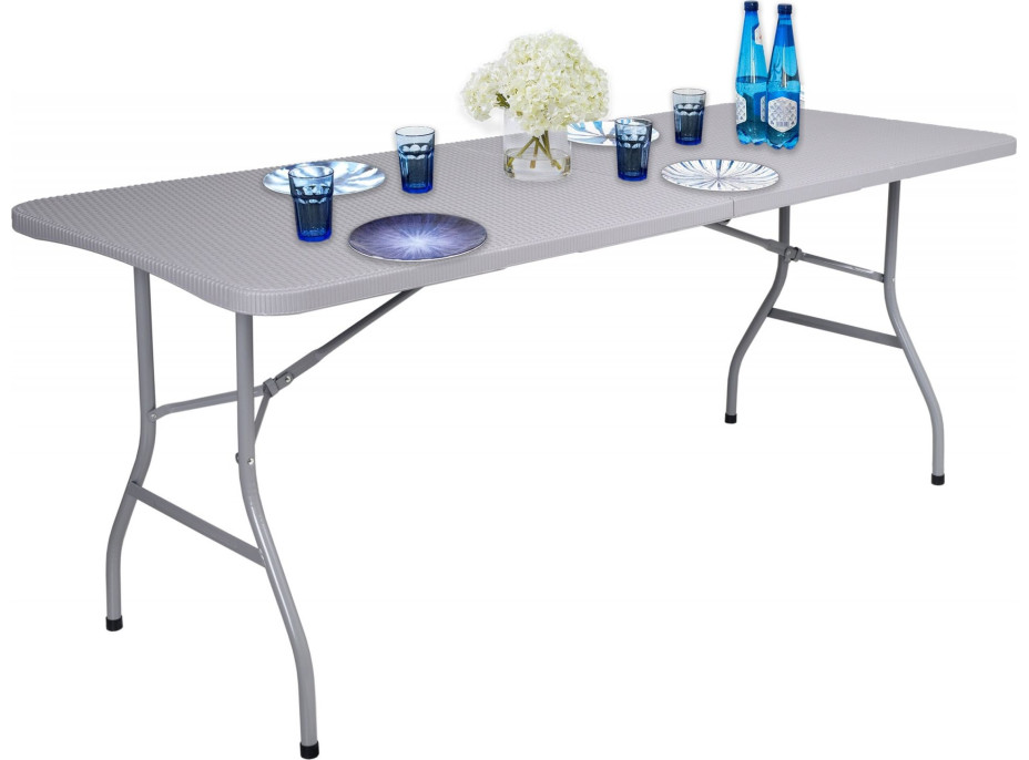 Skladací cateringový stôl RATTAN - 180 cm - sivý