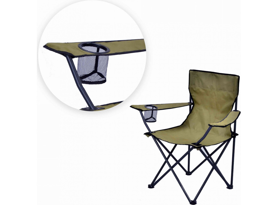 Skladacia turistická stolička - 82x80x50 cm - zelený
