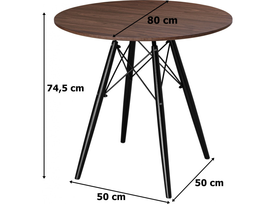 Jedálenský stôl PARIS BLACK 80 cm - jaseň / čierny