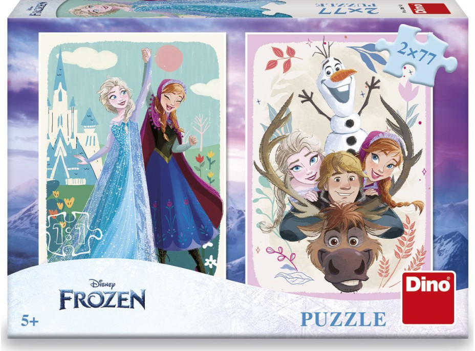 DINO Puzzle Ľadové kráľovstvo: Anna a Elsa 2x77 dielikov