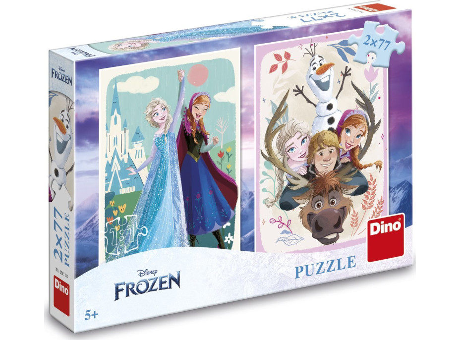 DINO Puzzle Ľadové kráľovstvo: Anna a Elsa 2x77 dielikov