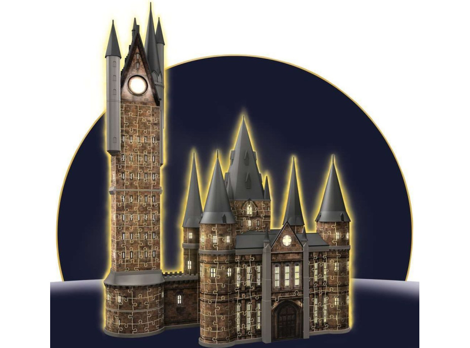 RAVENSBURGER Svietiace 3D puzzle Nočná edícia Harry Potter: Rokfortský hrad - Astronomická veža 626 dielikov