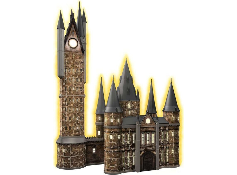 RAVENSBURGER Svietiace 3D puzzle Nočná edícia Harry Potter: Rokfortský hrad - Astronomická veža 626 dielikov