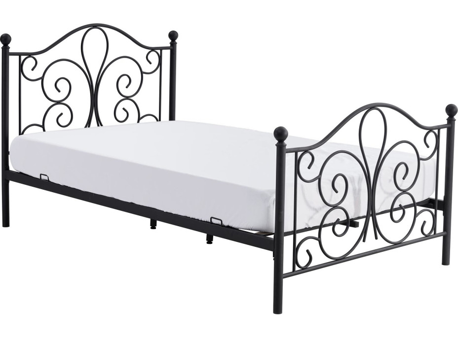 Kovová posteľ QUEEN 200x120 cm - čierna