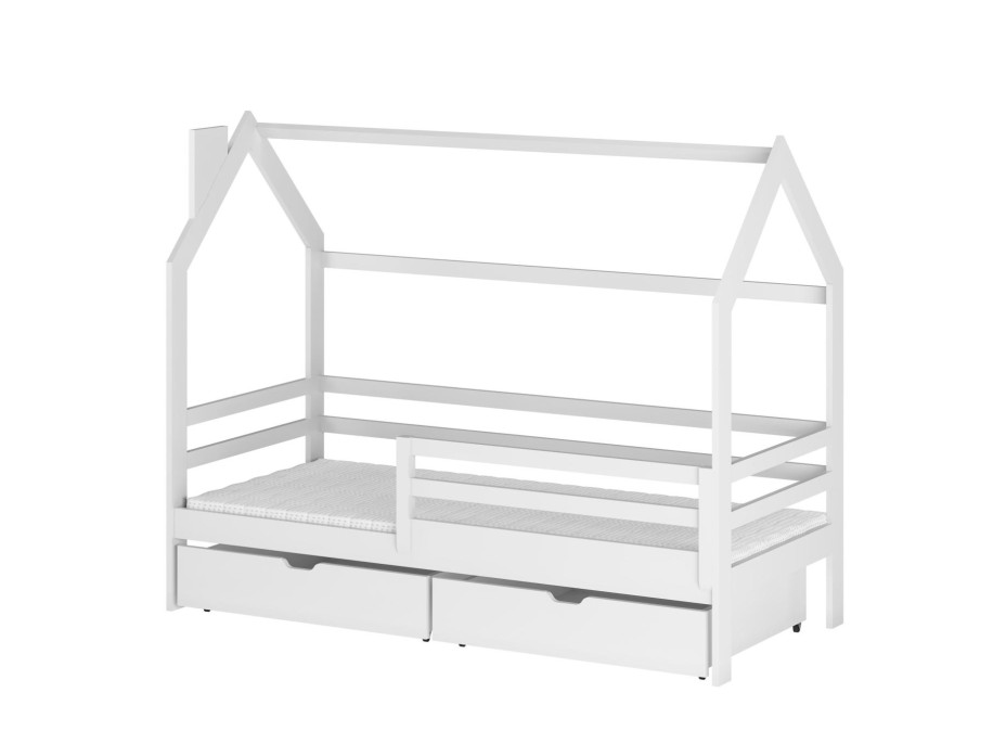 Detská domčeková posteľ so šuplíkmi LILIE - 200x90 cm - biela