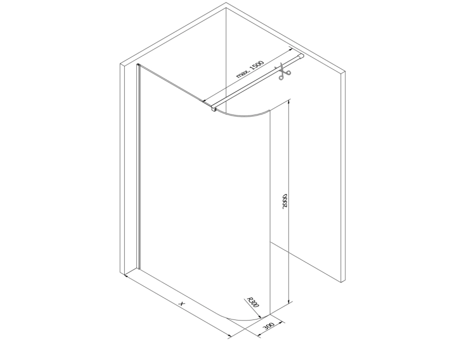 Sprchová zástena KIOTO 100 cm - zaguľatená - číra/chrómová