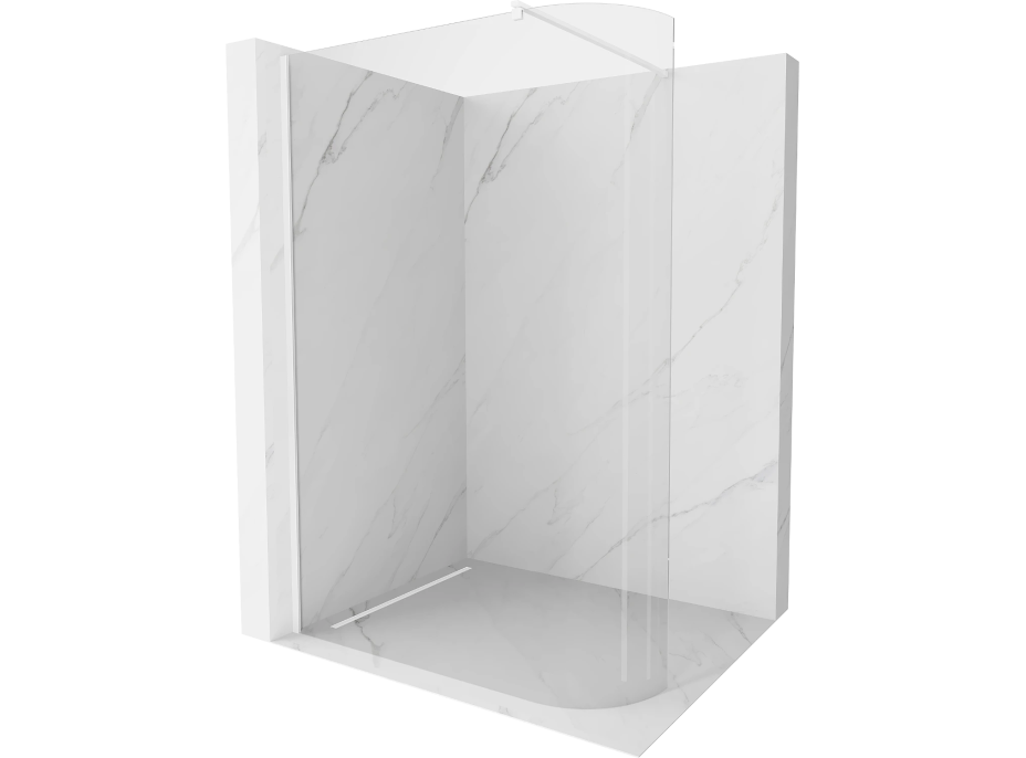 Sprchová zástena KIOTO 160 cm - zaguľatená - číra/biela