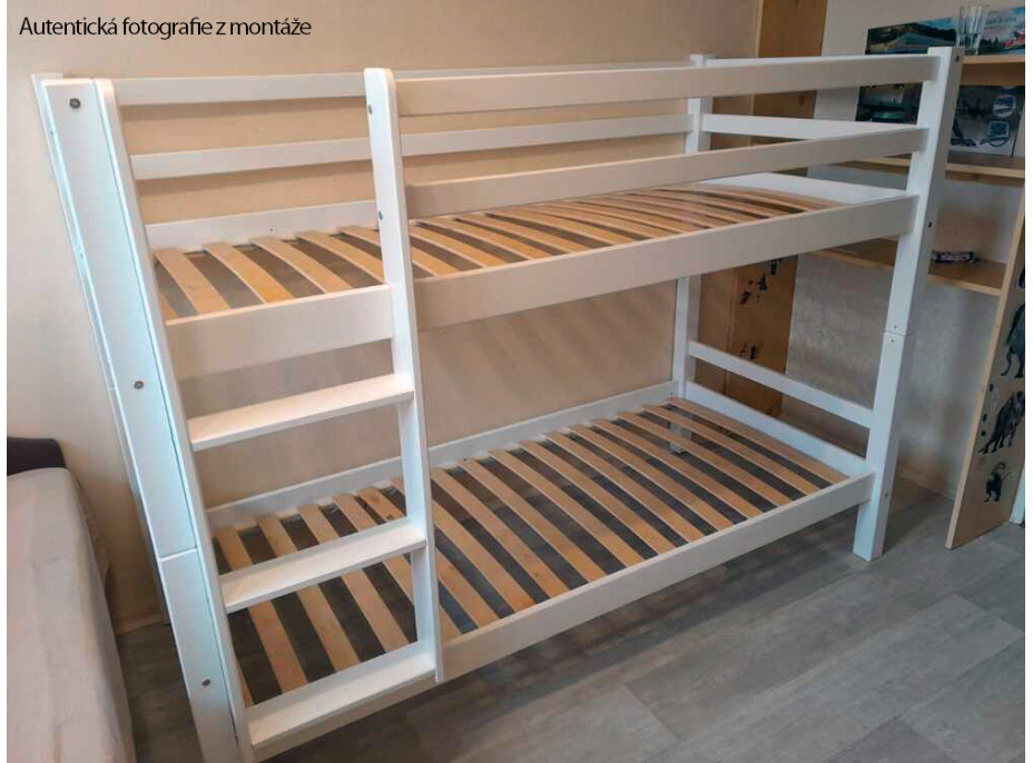Detská POSCHODOVÁ posteľ BARČA 180x80 cm - biela