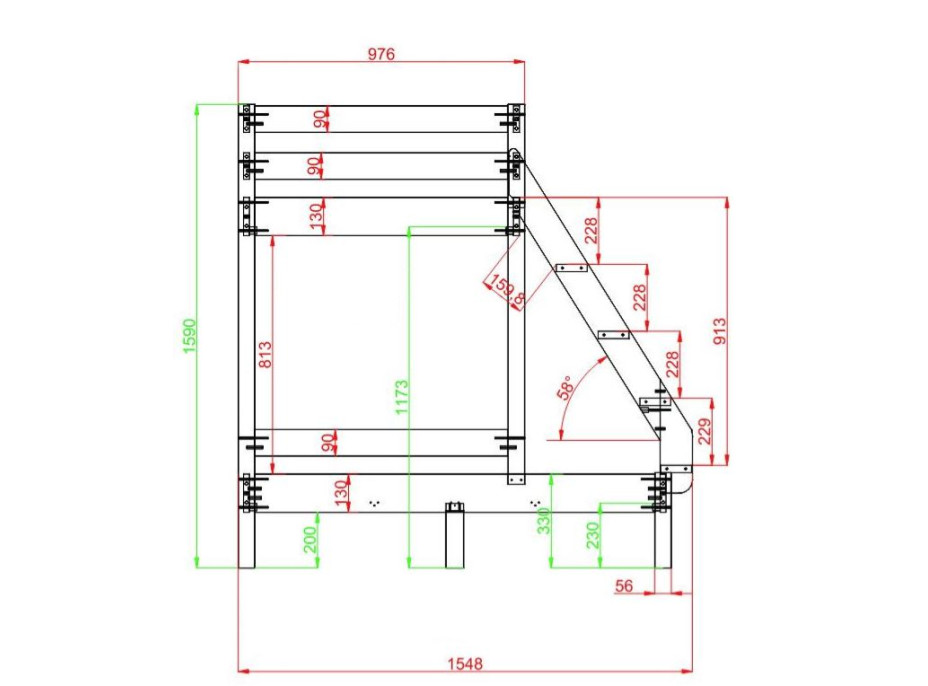 Detská poschodová posteľ z masívu s rozšíreným spodným lôžkom KUBA - 200x90/140 cm - prírodná