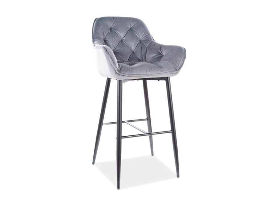 Barová stolička CHERRY H-1 Velvet - šedá / čierna