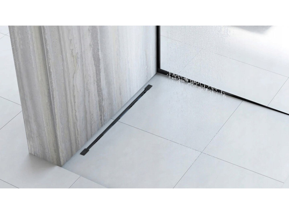 Spádová lišta do sprchovacieho kúta - 100 cm - čierna matná