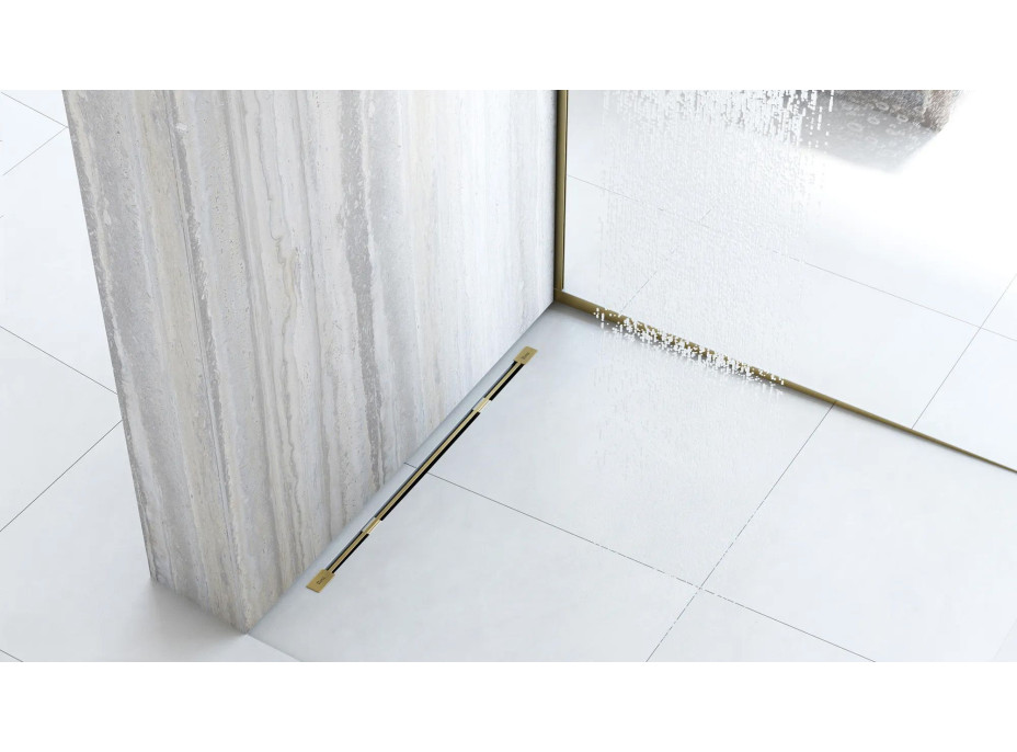 Spádová lišta do sprchového koutu - 100 cm - broušená zlatá
