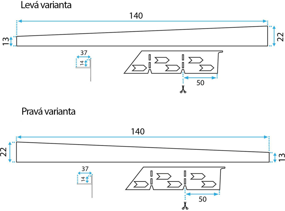 Spádová lišta do sprchovacieho kúta - 140 cm - brúsená zlatá