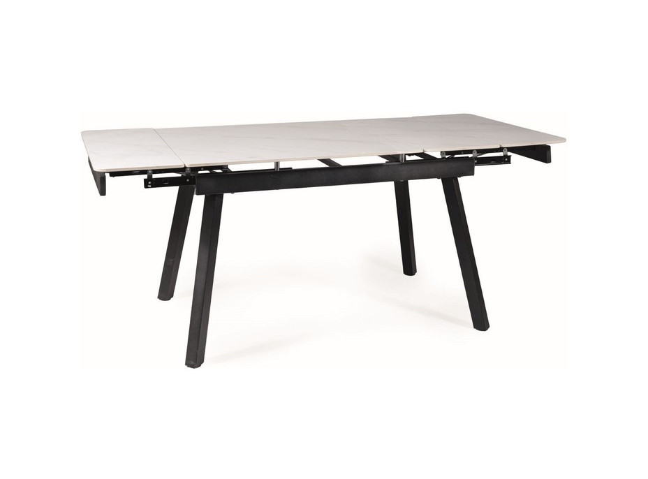 Jedálenský stôl JOHN - 120(180)x85x76 cm - rozkladací - biely mramor/čierny