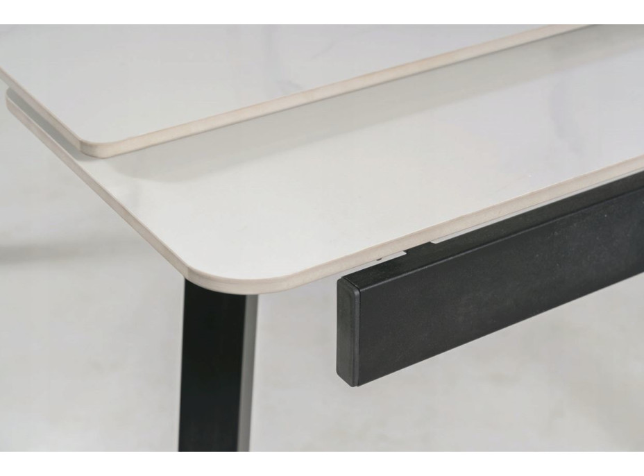 Jedálenský stôl JOHN - 120(180)x85x76 cm - rozkladací - biely mramor/čierny
