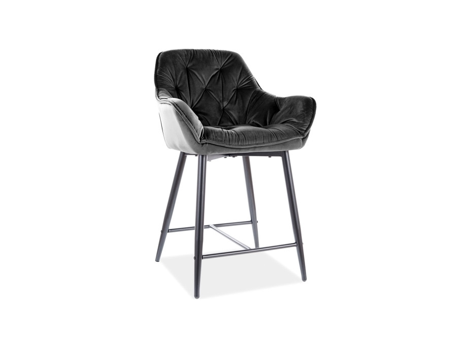 Barová stolička CHERRY H-2 Velvet - čierna