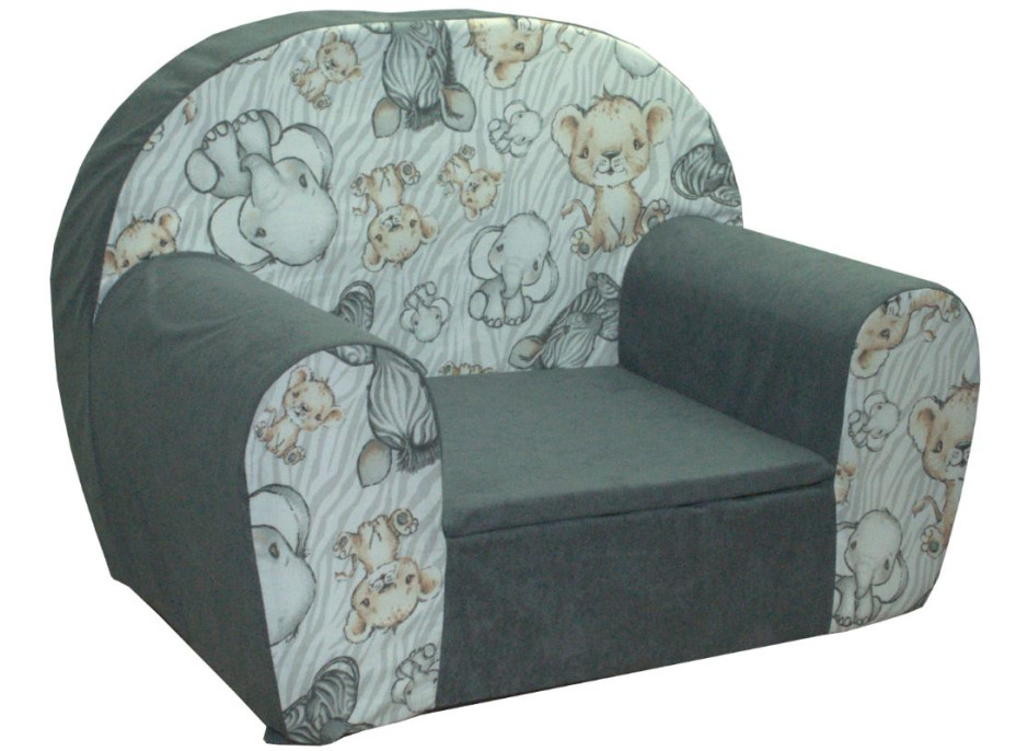 Detské kresielko AFRICKÉ ZVIERATÁ - šedé