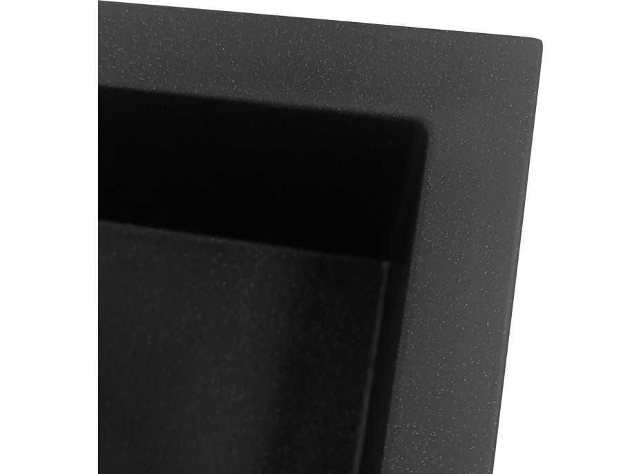 Kuchynský granitový drez REA WEST XL - 60 x 50 cm - metalický čierny
