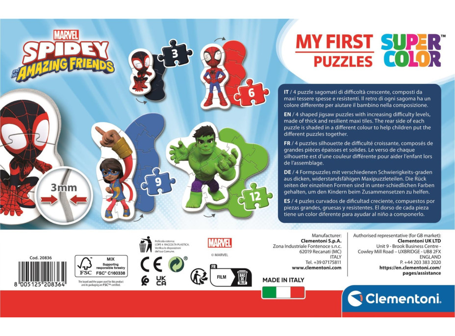 CLEMENTONI Moje prvé puzzle Spidey a jeho úžasní priatelia 4v1 (3,6,9,12 dielikov)
