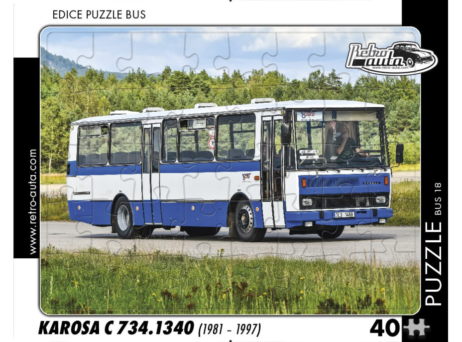 RETRO-AUTA Puzzle BUS č.18 Karosa C 734.1340 (1981 - 1997) 40 dielikov