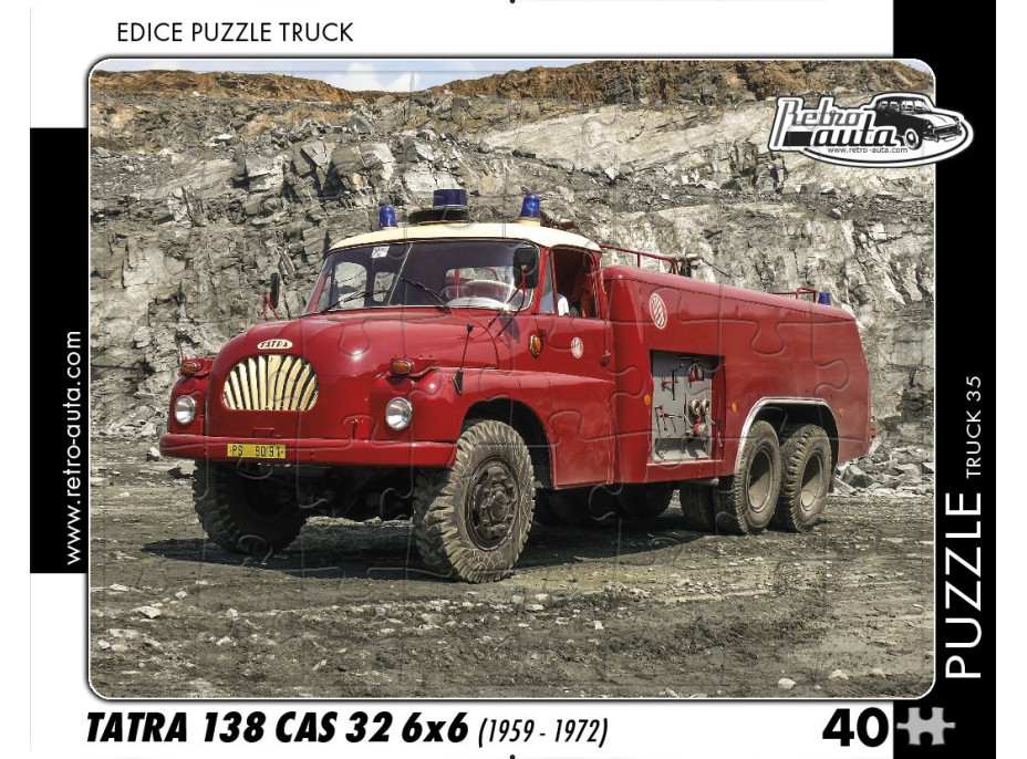 RETRO-AUTA Puzzle TRUCK č.35 Tatra 138 CAS 32 6x6 (1959 - 1972) 40 dielikov