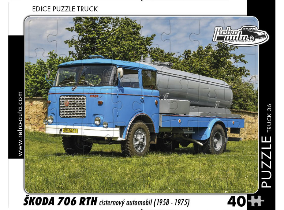 RETRO-AUTA Puzzle TRUCK č.36 Škoda 706 RTH cisternový automobil (1958 - 1975) 40 dielikov