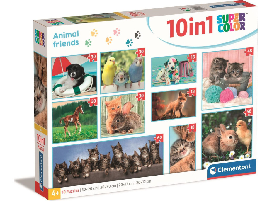 CLEMENTONI Puzzle Zvierací kamaráti 10v1 (18, 30, 48, 60 dielikov)