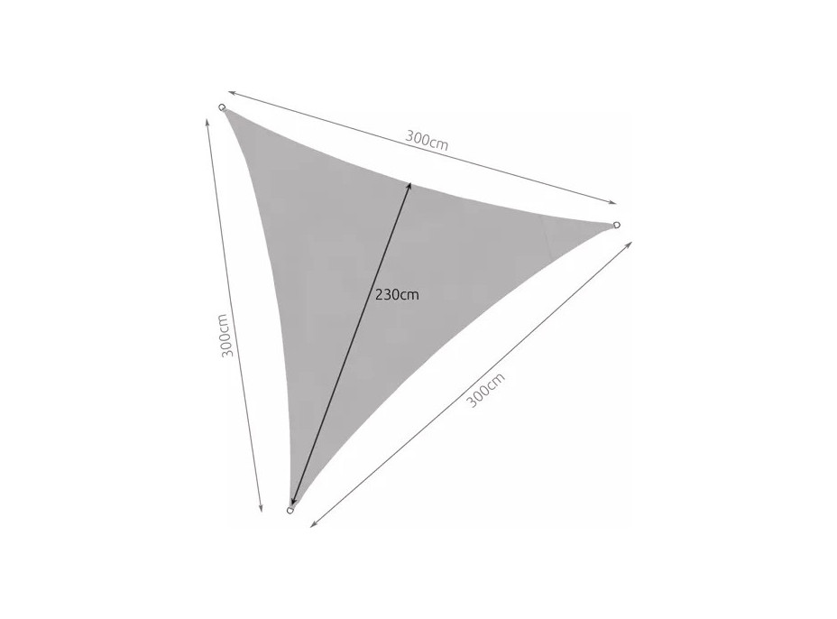 Tieniaca trojuholníková plachta 3x3x3 m - šedá