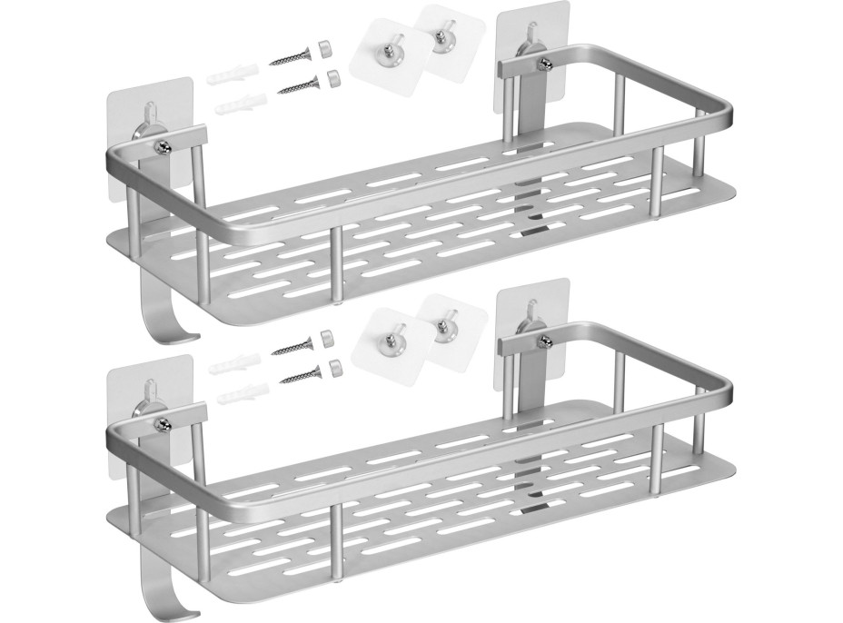 Súprava poličiek do kúpeľne ITAKA - strieborná - 2 kusy