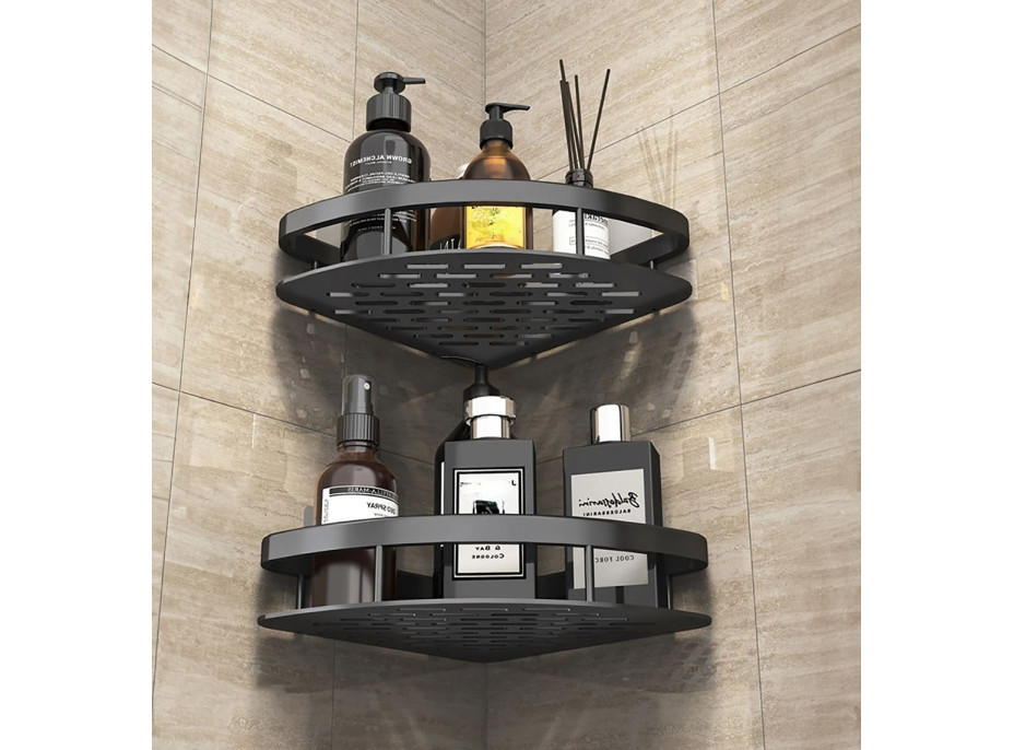 Súprava kúpeľňových rohových poličiek LUSAKA 2 ks - čierna