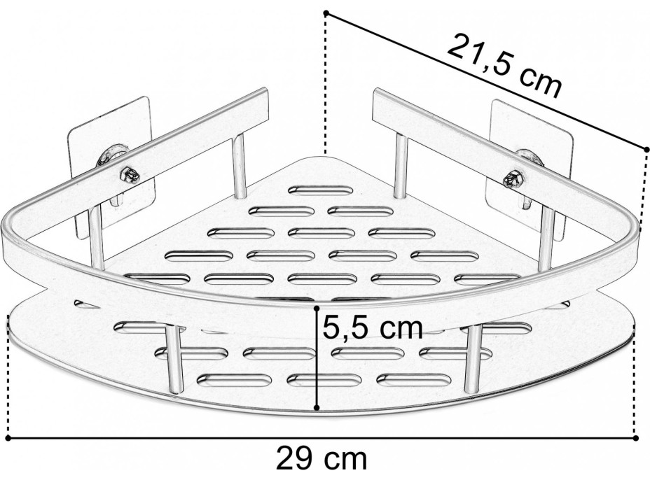 Súprava kúpeľňových rohových poličiek LUSAKA 2 ks - strieborná